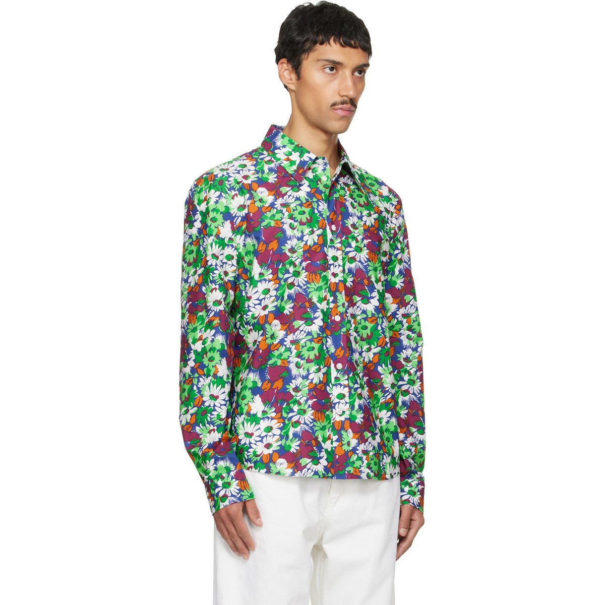 Marni Blue Pop Flowers Print Shirt
