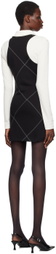 Kijun Off-White & Black Half-Zip Minidress