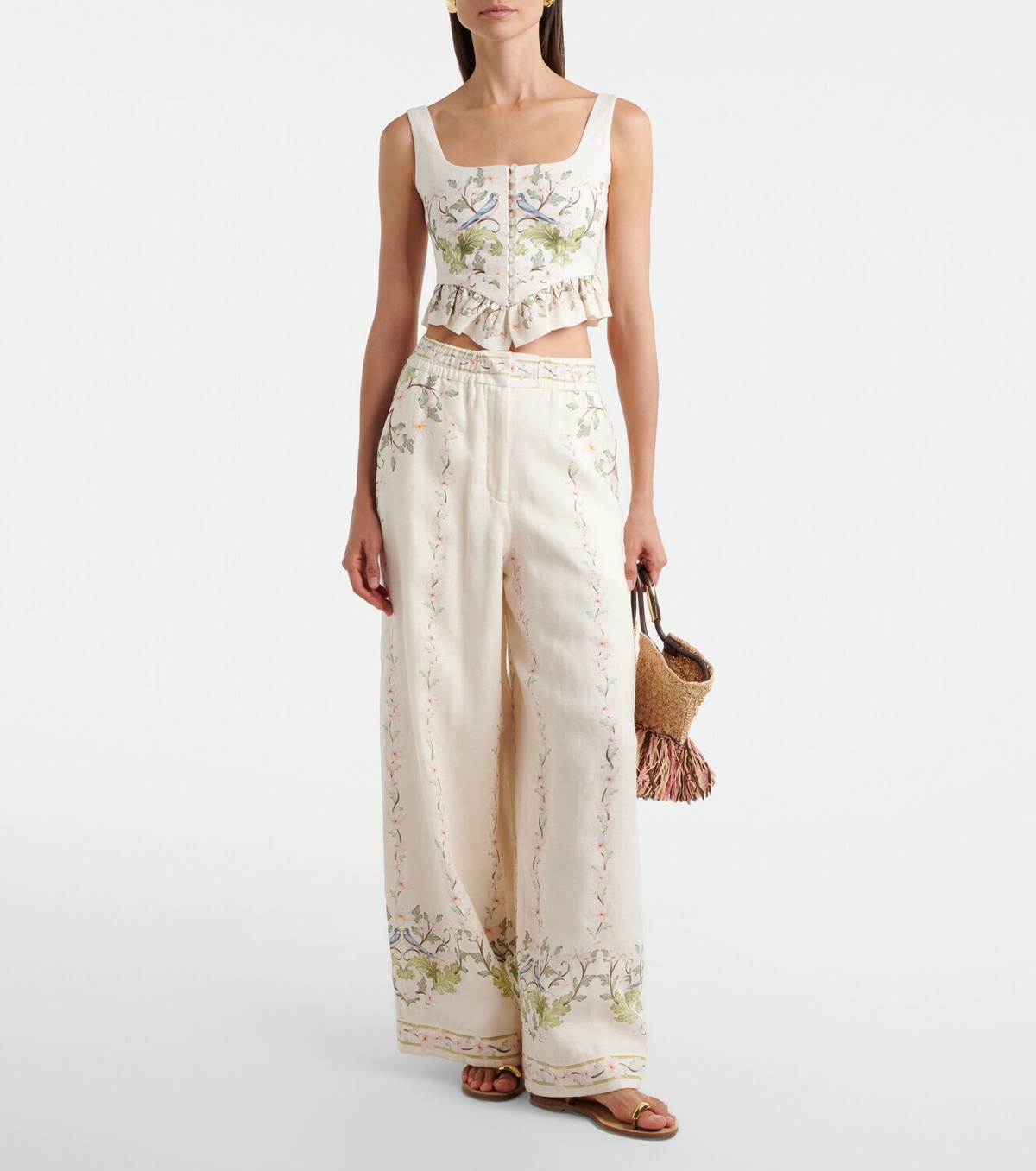 Agua by Agua Bendita Eslabón printed linen top