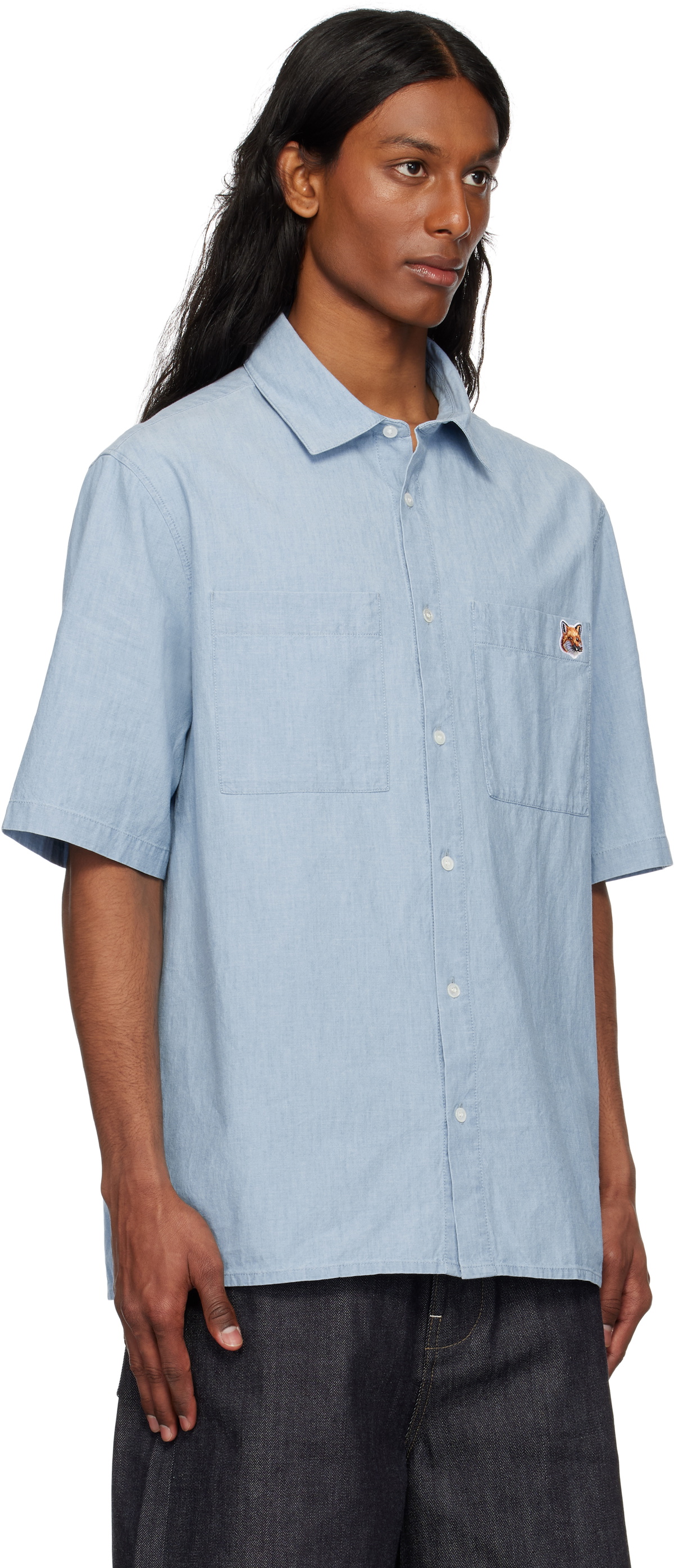 Maison Kitsuné Blue Relaxed Short Sleeve Shirt