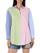 MC2 Saint Barth Woman Cotton Shirt Brigitte With Multicolor Vichy Print And Saint Barth Embroidery