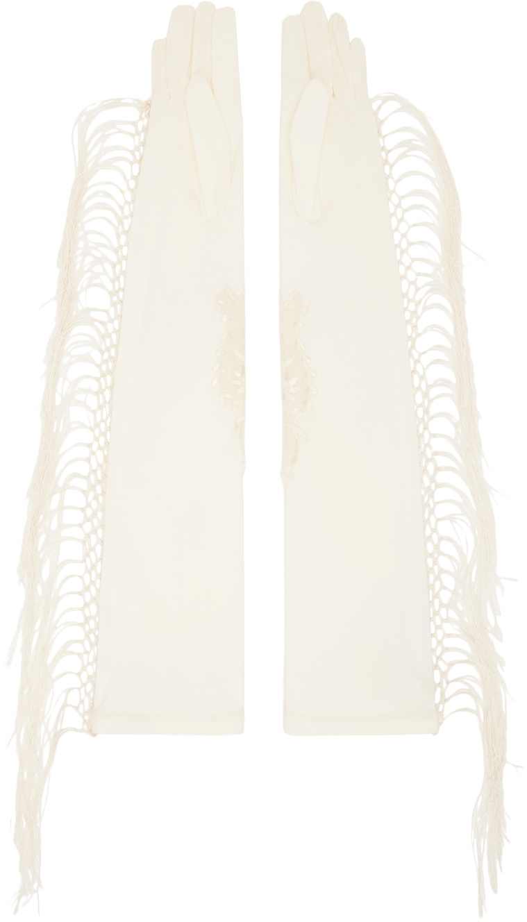 Conner Ives SSENSE Exclusive Off-White Piano Shawl Gloves