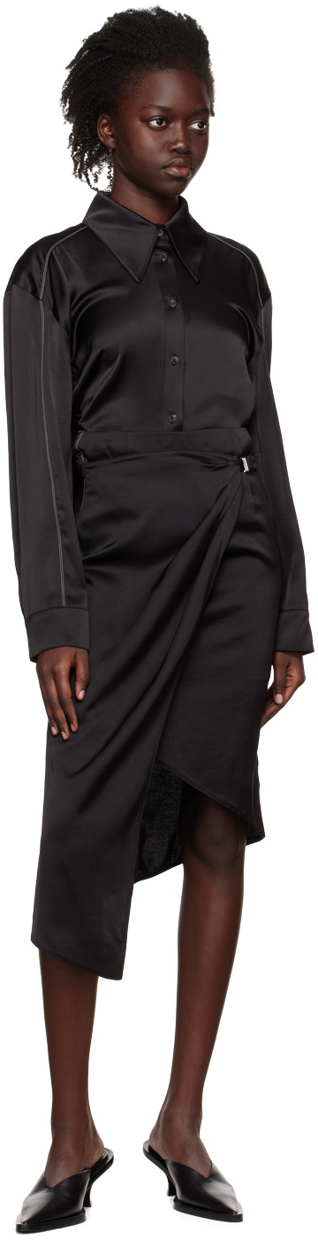 J KOO Black Gathered Shirt