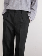 ATON - Straight-Leg Pleated Linen and Wool-Blend Suit Trousers - Black