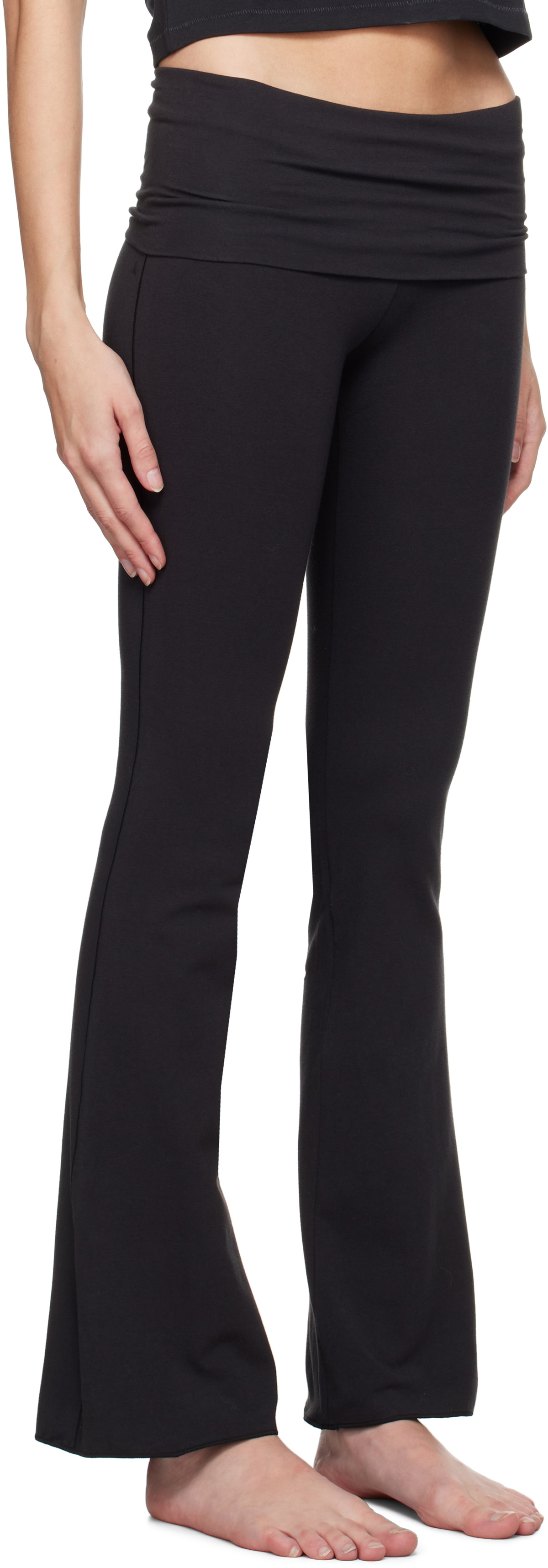 SKIMS Black Cotton Jersey Foldover Lounge Pants