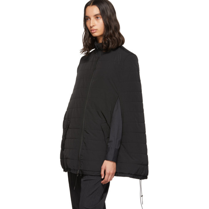 Fumito Ganryu Black Ventilation Puff Zip-Up Cape Coat Fumito Ganryu