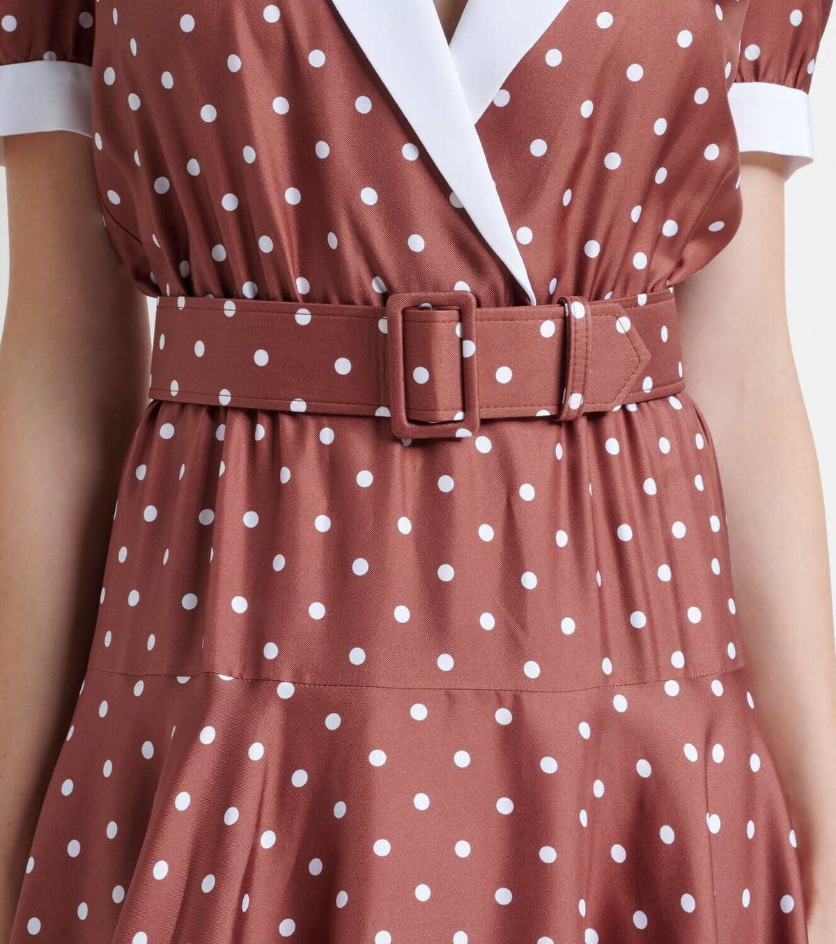 Rodarte Belted polka-dot silk twill midi dress