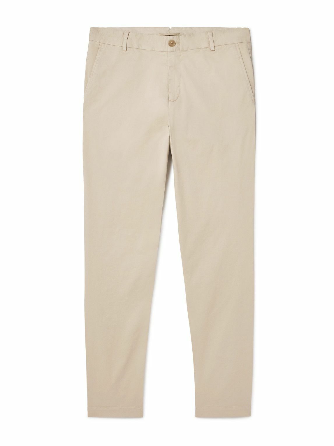 Sunspel - Straight-Leg Garment-Dyed Cotton-Blend Twill Chinos - Neutrals