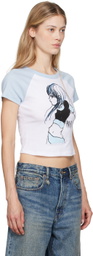 Anna Sui White & Blue 'Anna Sui Girl' T-Shirt
