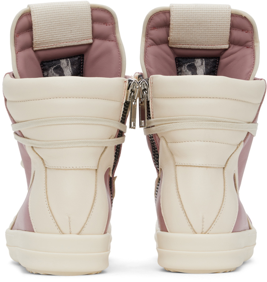 Rick Owens Pink & Off-White Geobasket Sneakers Rick Owens