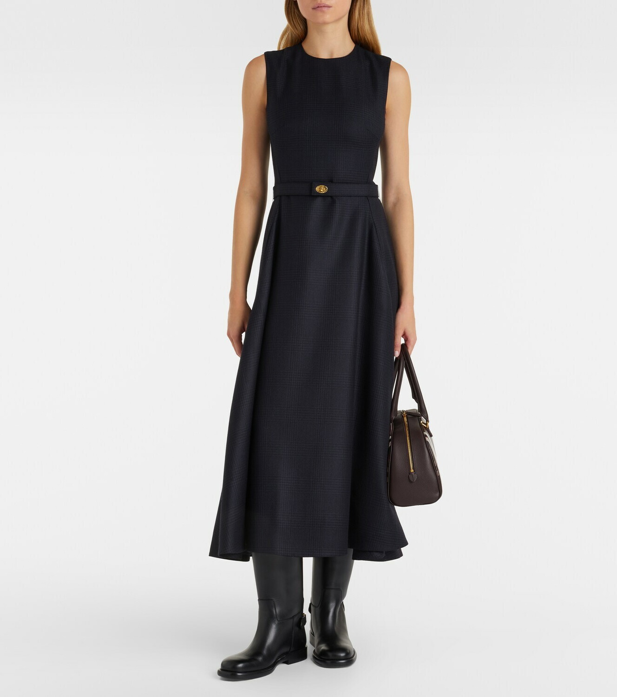 Burberry Prince of Wales check wool midi dress