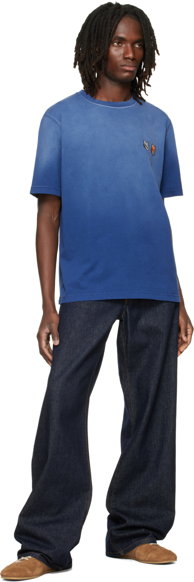 Maison Kitsuné Navy Fox Head Regular T-shirt