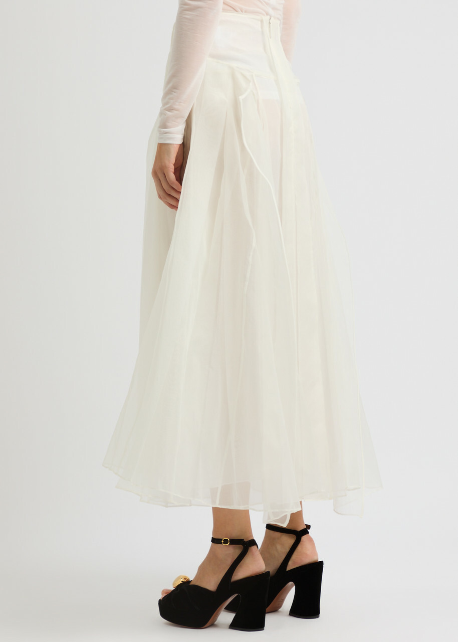16 Arlington Mae Panelled Silk-organza Midi Skirt White