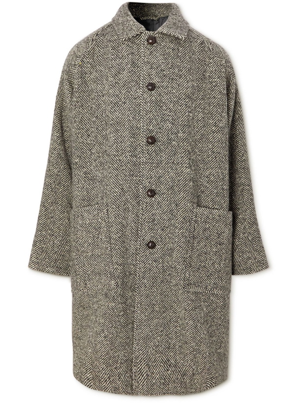 Photo: Acne Studios - Herringbone Wool-Blend Coat - Black