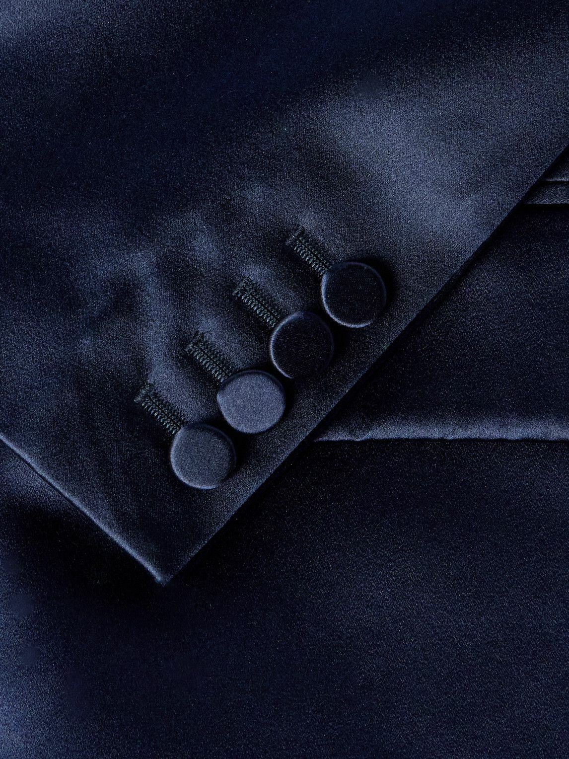 Valentino Garavani - Double-Breasted Silk-Satin Suit Jacket - Blue