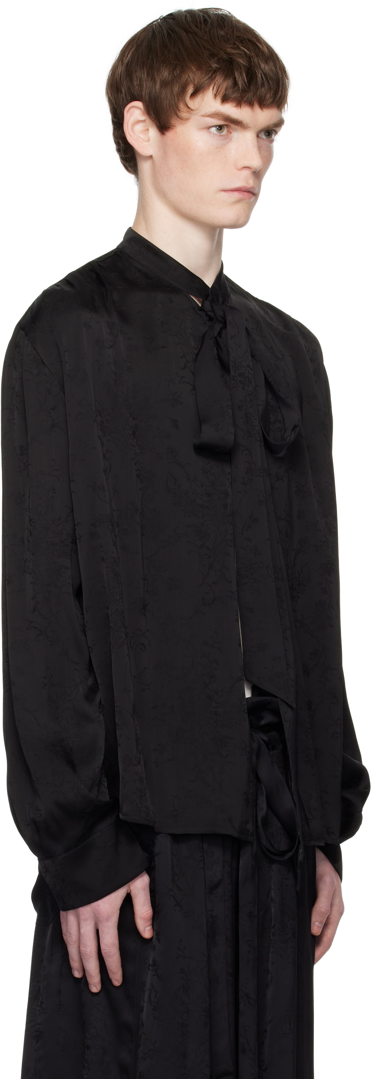 Ann Demeulemeester Black Adrik Stand Collar Open Front Shirt