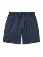 UMIT BENAN - Julian Straight-Leg Cotton and Silk-Blend Drawstring Shorts - Blue
