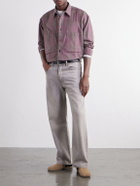 Monitaly - Double Pocket Checked Cotton Shirt - Purple