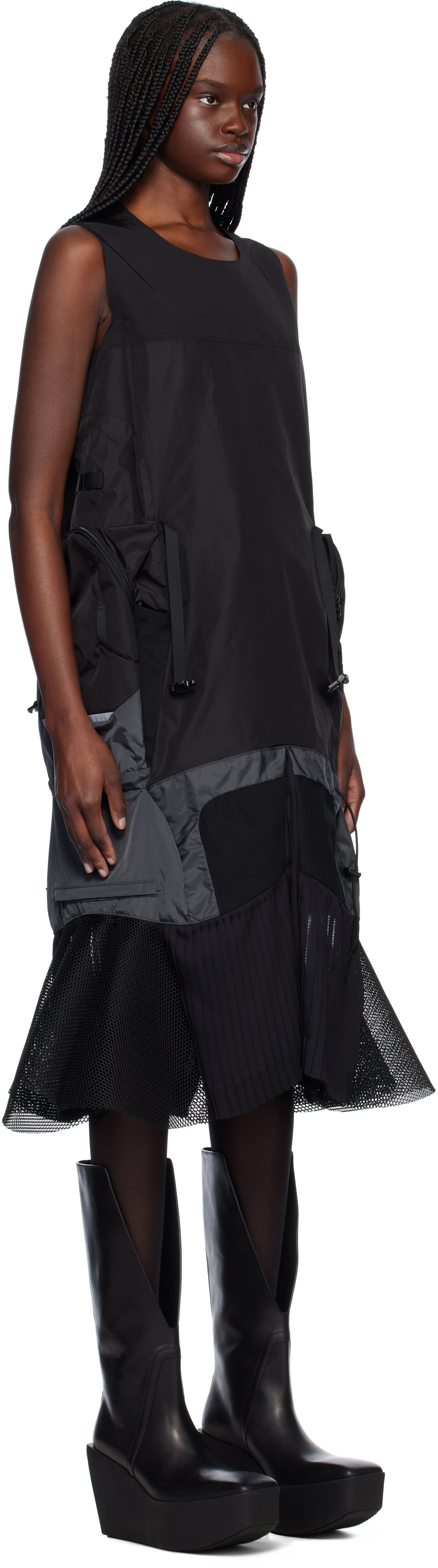 Junya Watanabe Black Paneled Midi Dress Junya Watanabe