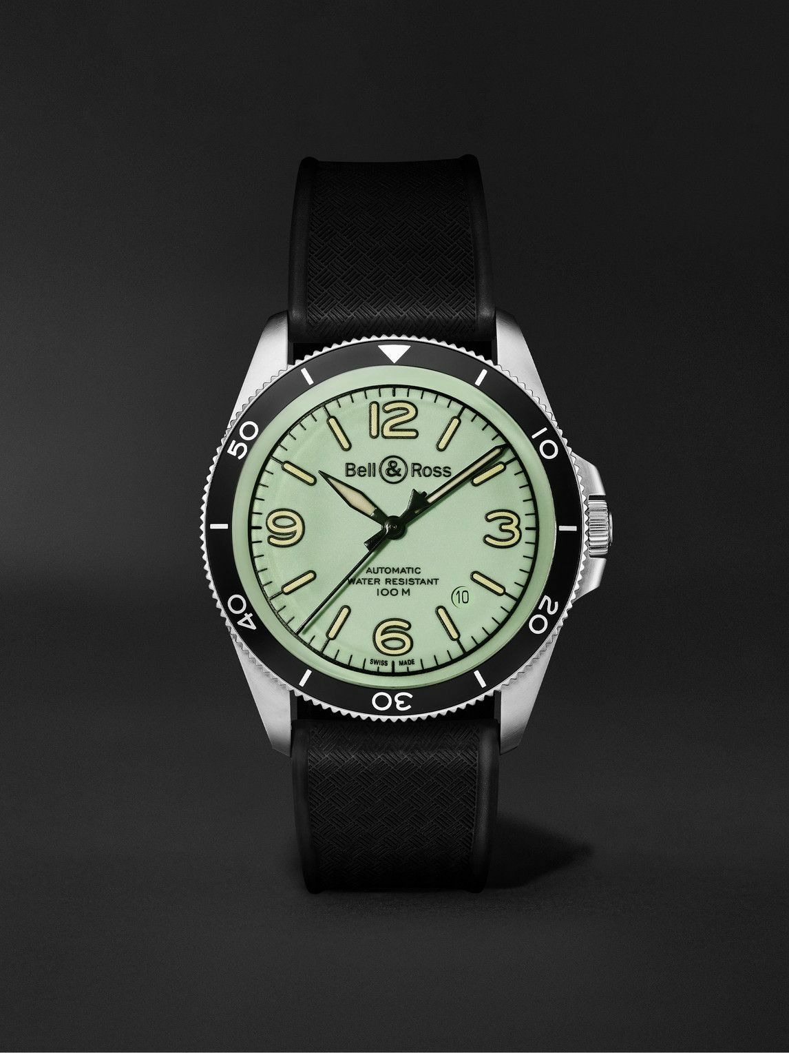 Bell & Ross - BR V2-92 Full Lum Limited Edition Automatic 41mm Stainless Steel and Rubber Watch, Ref. No. BRV292-LUM-ST/SRB