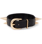 UNDERCOVER - Spiked Textured-Leather and Gold-Tone Bracelet - Black