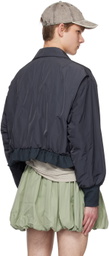 AARON ESH Gray Ruffled Bomber Jacket