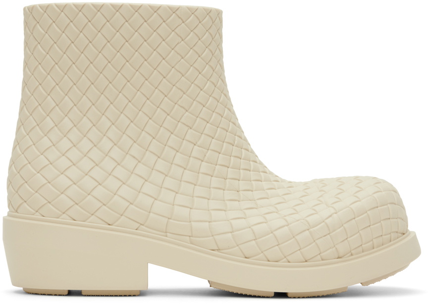 Bottega Veneta: Off-White Fireman Ankle Boots | SSENSE