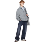 Balenciaga Blue & Beige Cotton Linen Check Zip-Up Jacket