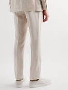 Brunello Cucinelli - Straight-Leg Pleated Linen, Wool and Silk-Blend Drawstring Suit Trousers - Neutrals