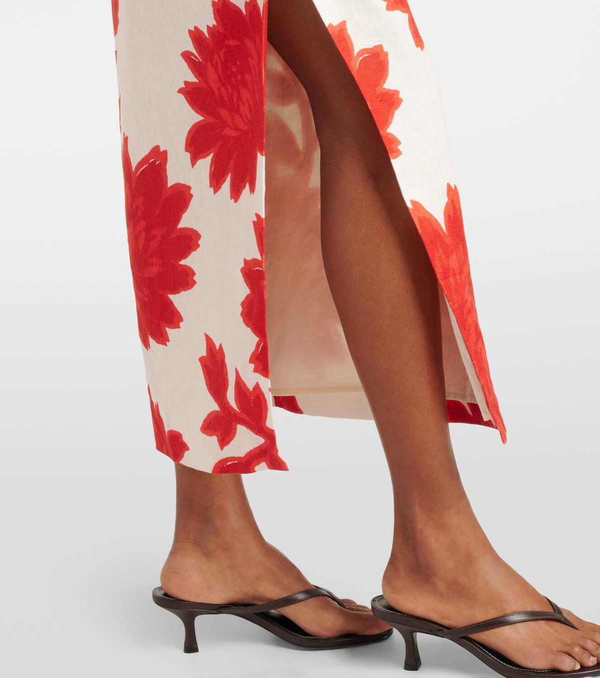 SIR Floral linen midi skirt