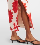 SIR Floral linen midi skirt