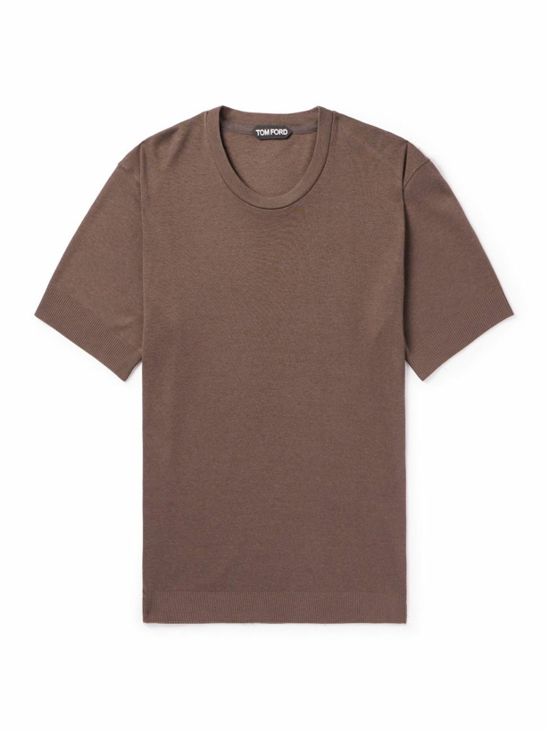 Photo: TOM FORD - Lyocell and Cotton-Blend T-Shirt - Brown