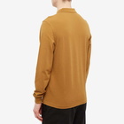 Fred Perry Men's Long Sleeve Plain Polo Shirt in Dark Caramel