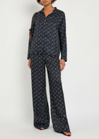 Tory Burch Patterned-jacquard Satin Trousers Navy