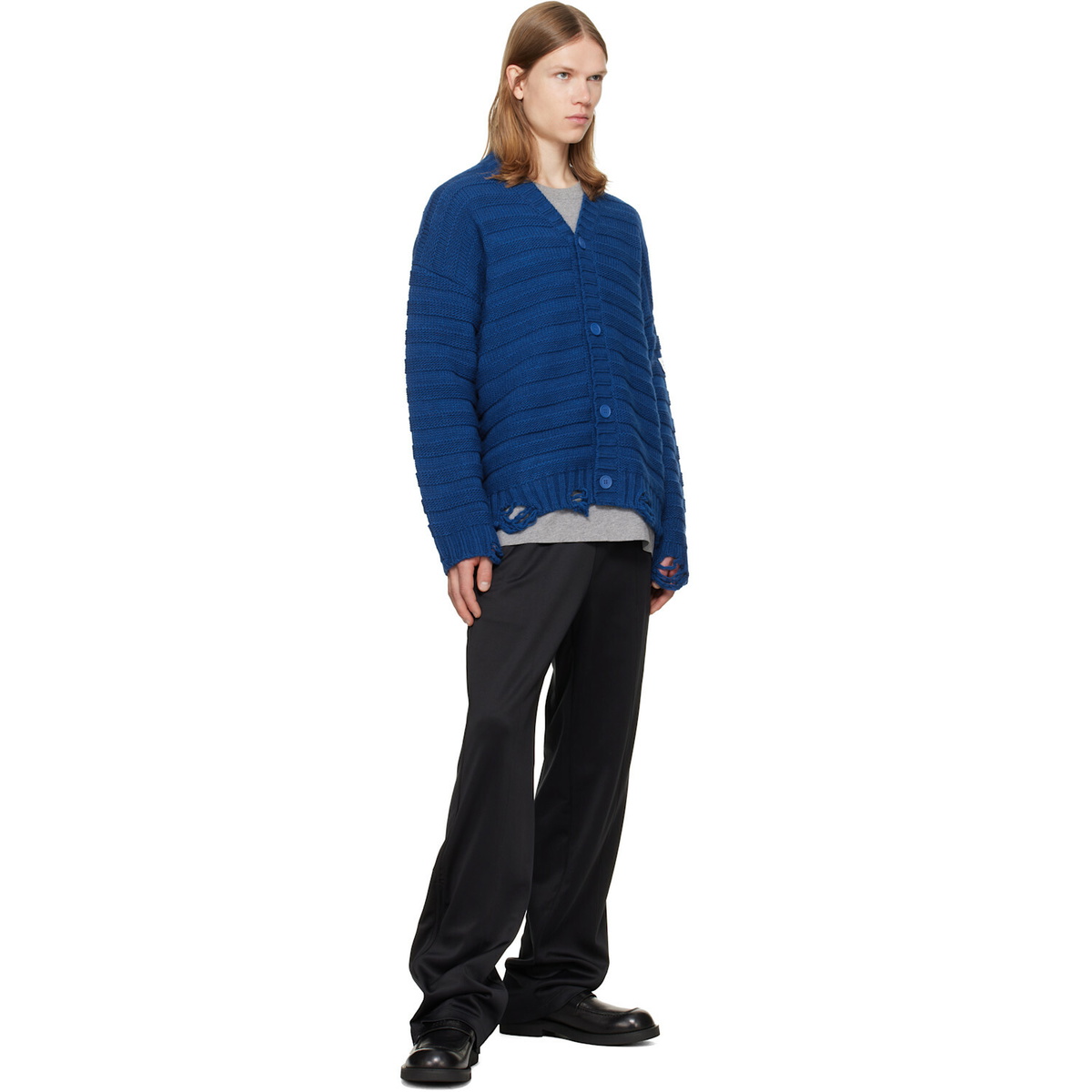 MM6 Maison Margiela Blue Wool Cardigan