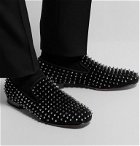 Christian Louboutin - Rollerboy Spikes Grosgrain-Trimmed Suede Loafers - Black