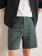 Beams Plus - Straight-Leg Checked Seersucker Shorts - Green