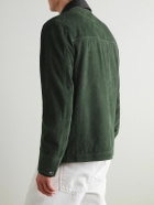 Mr P. - Full-Grain Leather-Trimmed Suede Chore Jacket - Green