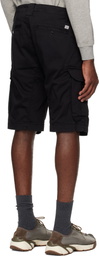 C.P. Company Black Stretch Sateen Cargo Lens Shorts