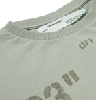 Off-White - Printed Embroidered Cotton-Jersey T-Shirt - Men - Green