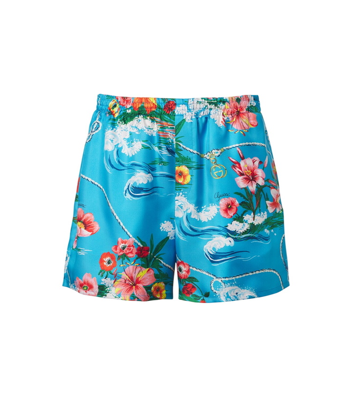 Photo: Gucci Floral silk twill shorts