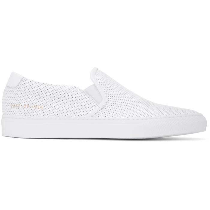 Photo: Common Projects White Perforated Slip-On Sneakers