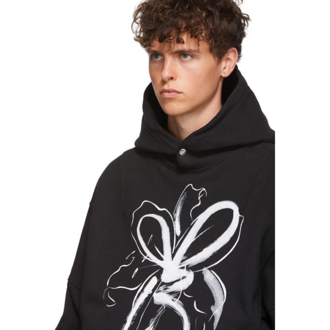 ALMOSTBLACK Black Flower Print Hoodie ALMOSTBLACK