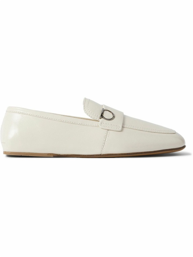Photo: FERRAGAMO - Debros Embellished Leather Penny Loafers - Neutrals