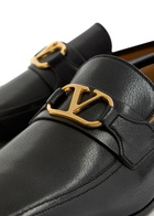 Valentino Garavani Vlogo Grained Leather Loafers Black