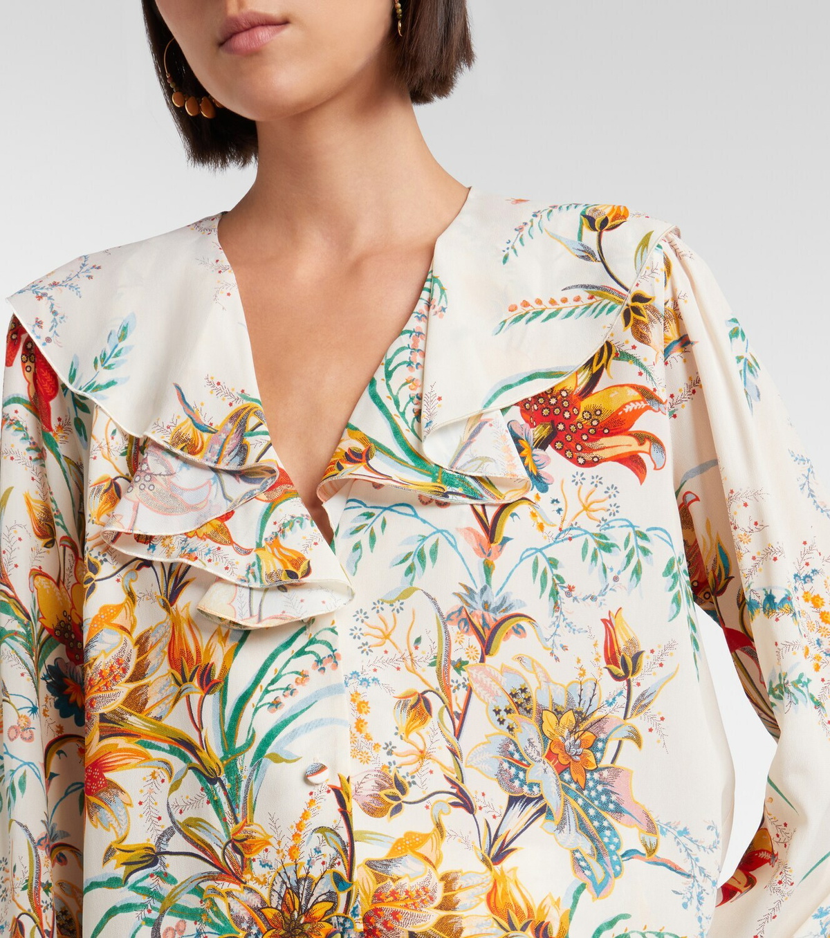 Etro Floral ruffled shirt
