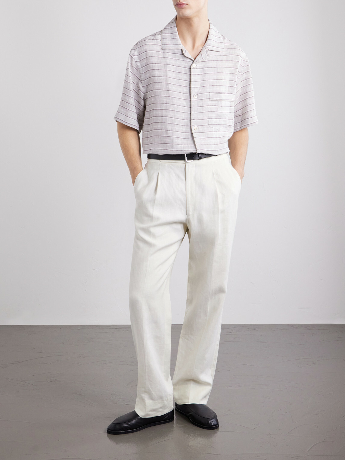 Eleventy - Striped Linen Shirt - Gray