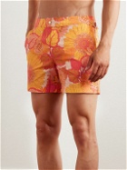 TOM FORD - Slim-Fit Short-Length Floral-Print Swim Shorts - Orange
