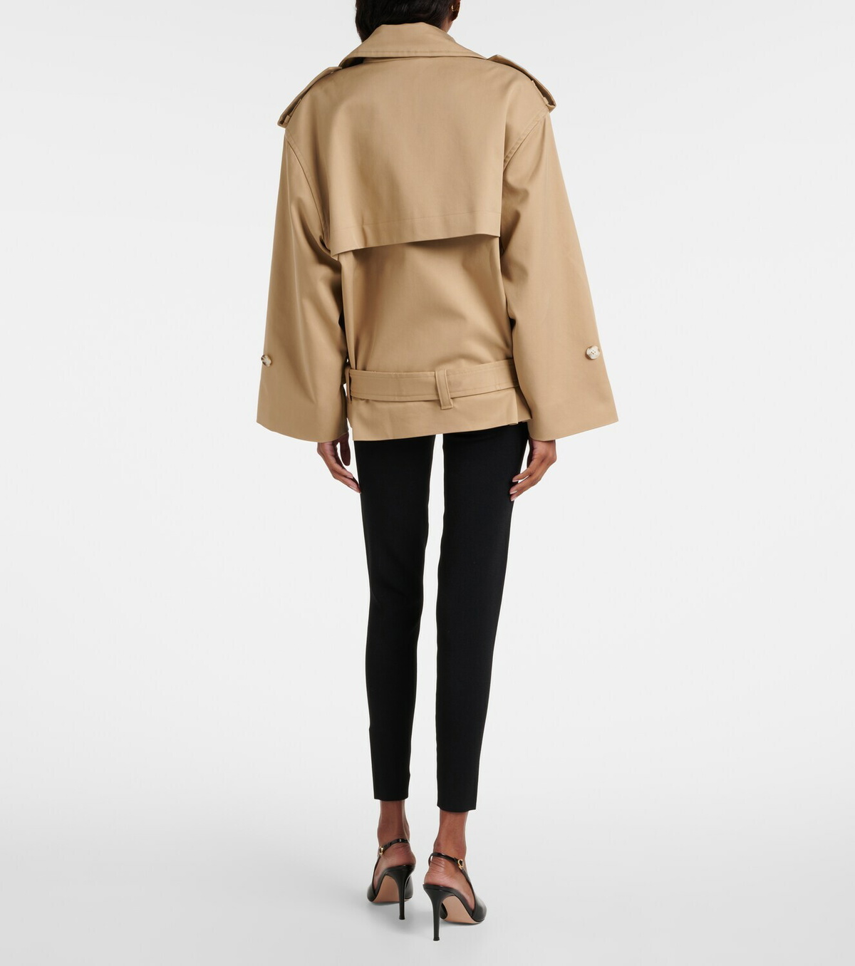 Self-Portrait Cropped gabardine trench coat