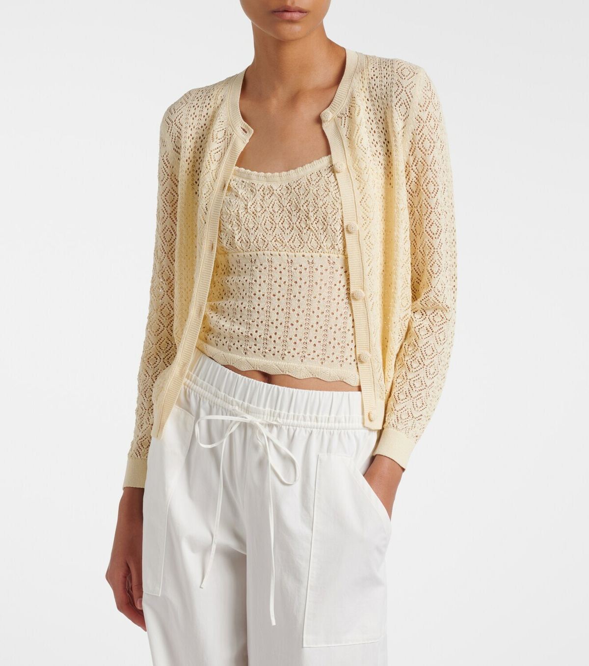 Dôen Nadille pointelle scalloped top